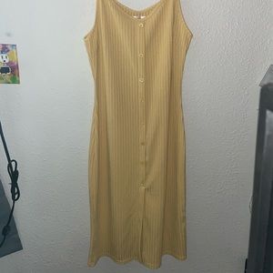 yellow button up soft spaghetti string sundress